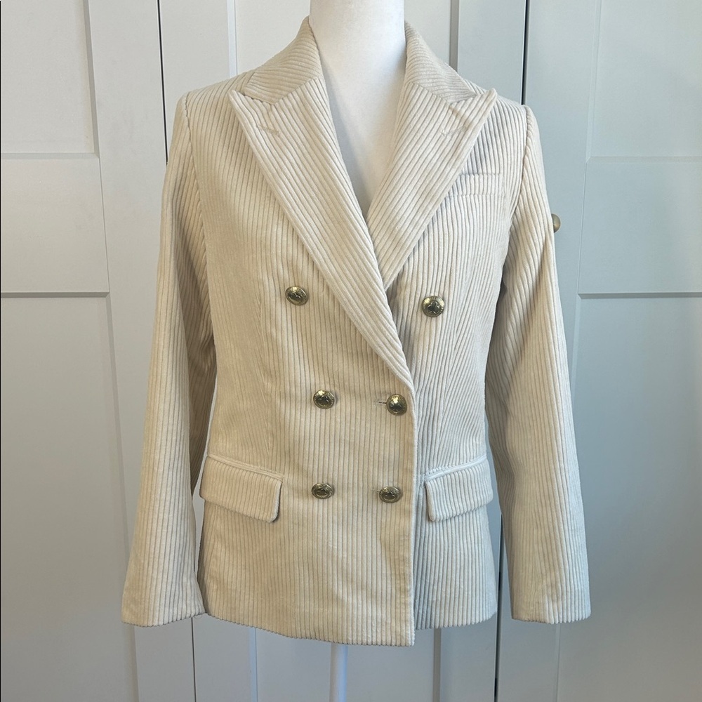 Rowing Blazers Women's Cream Double-Breasted Corduroy Blazer | XS